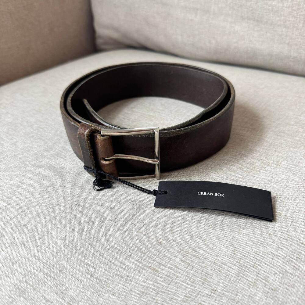 Orciani Wax Italian Leather Castor Brown Silver Buckle Belt 90 NEW Western